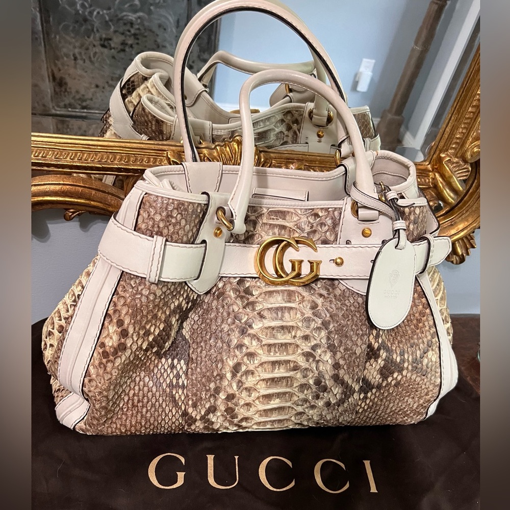 Gucci XL Running bag in Limited Edition cream and neutral snakeskin/python
